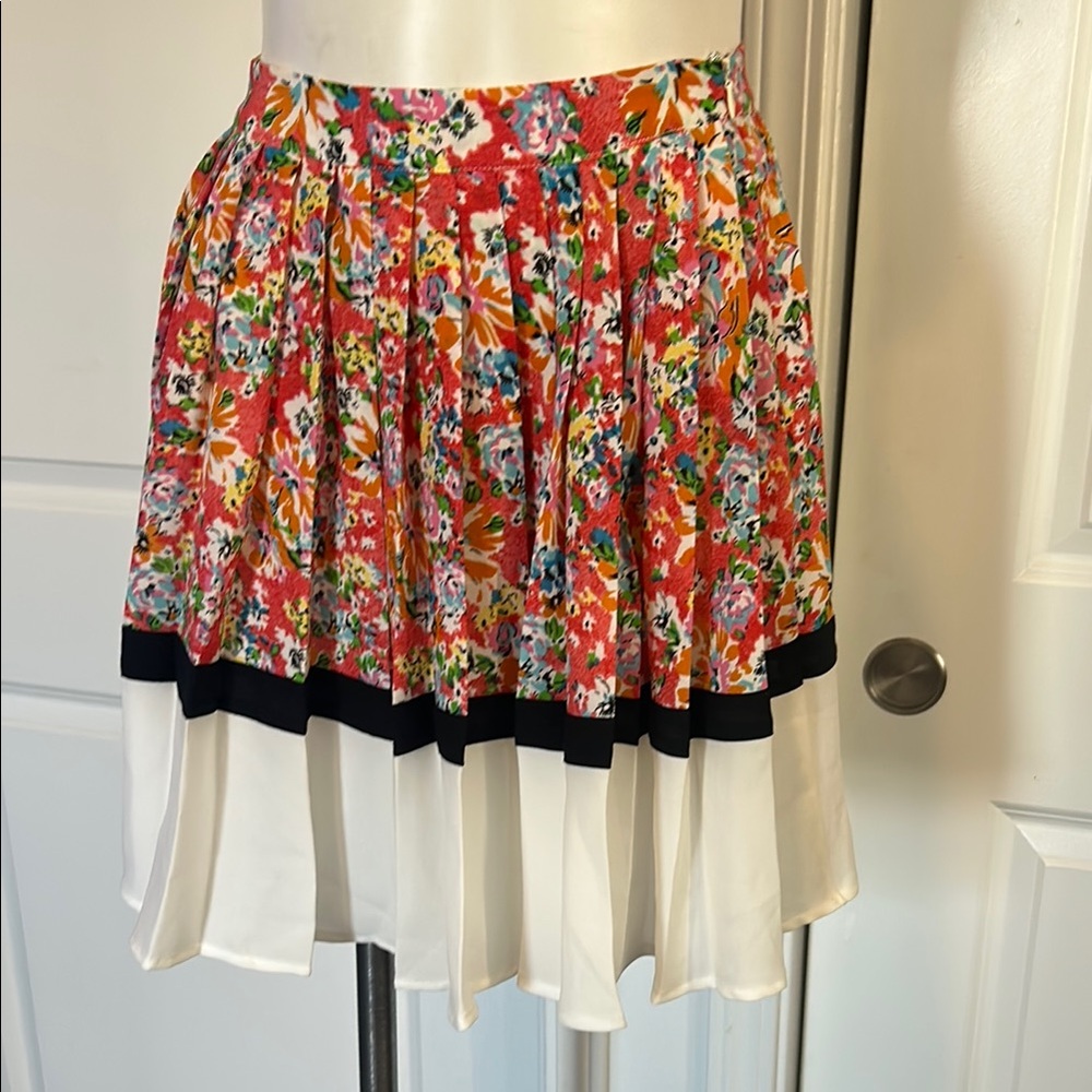 Pim + Larkin Red and Orange Mini Skater Skirt